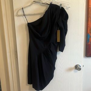 Nicole Miller silk one sleeve black party dress women’s size 4